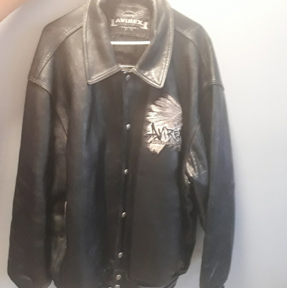 BLACK LEATHER AVIREX 3XL BOMBER JACKET VERY GOOD